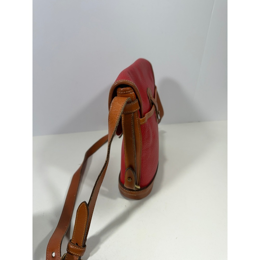 Dooney & Bourke Vintage All Weather Leather Crossbody Bag Red Tan USA Made - Picture 8 of 16